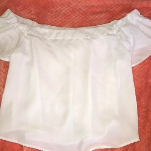 White Off the Shoulder T-Shirt